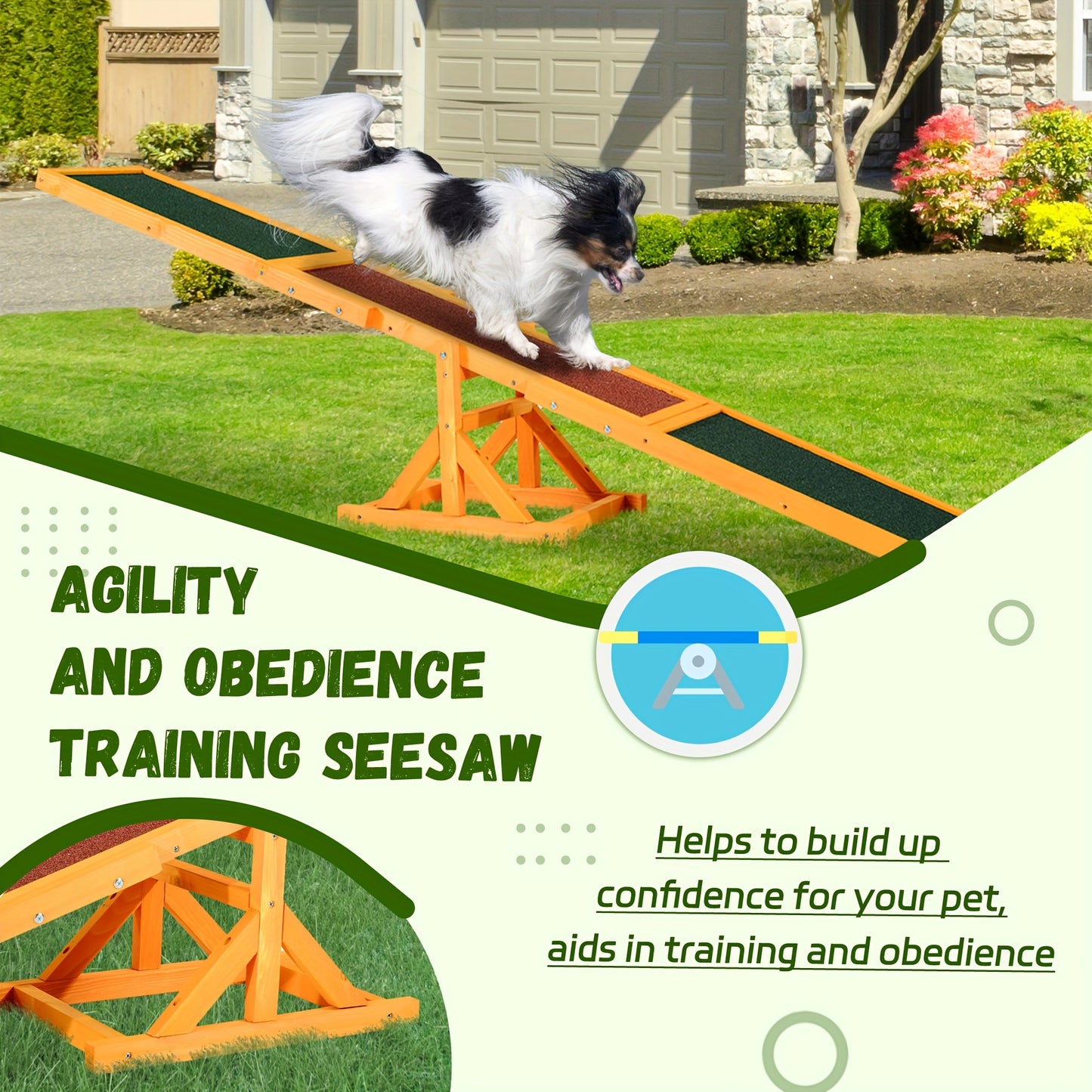PawHut Wooden Dog Agility Seesaw For Training And Exercise