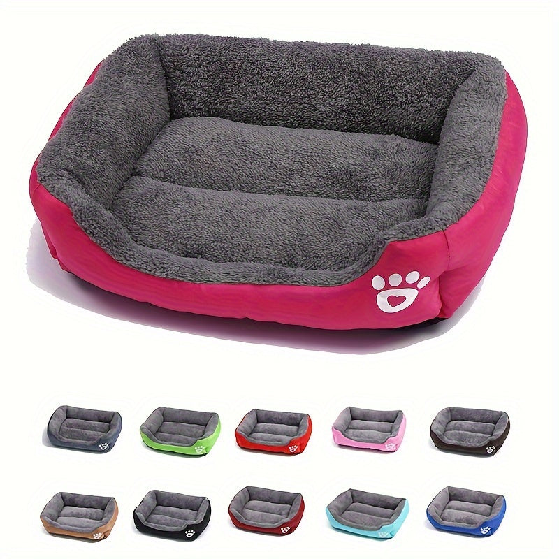 Large Square Waterproof Plush Pet Bed