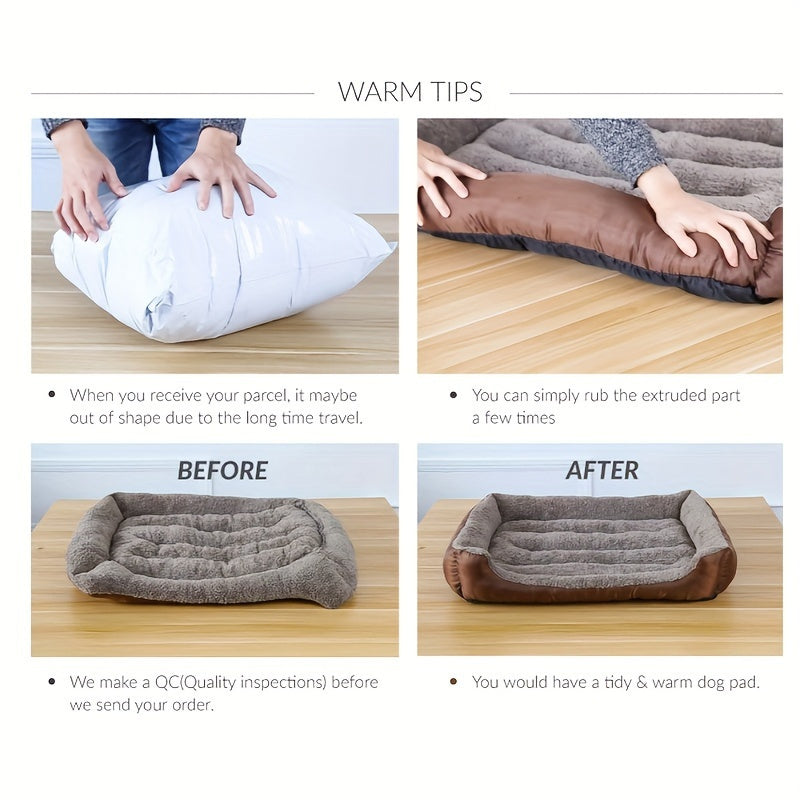 Large Square Waterproof Plush Pet Bed
