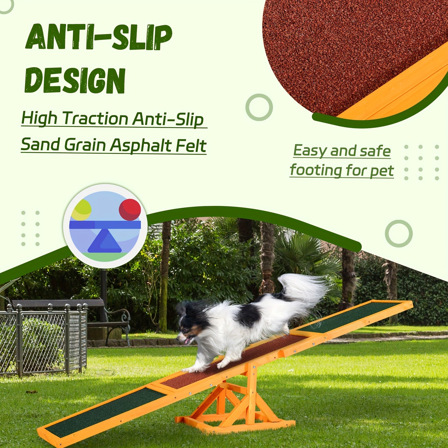PawHut Wooden Dog Agility Seesaw For Training And Exercise