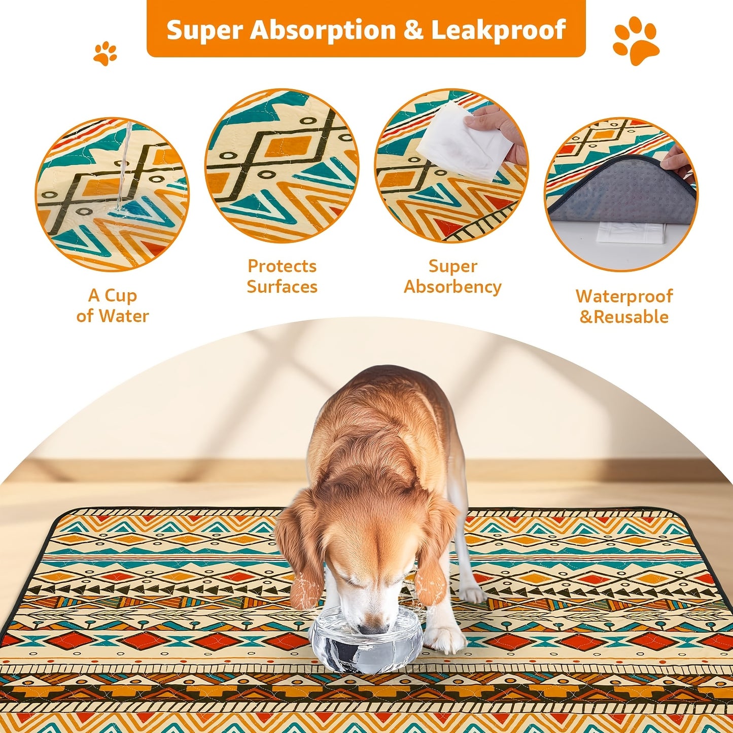 2 Pack Leak-Resistant Dog Training Pad - Absorbs And Locks Liquid, Odor-Controlling, Durable, Easy-to-Clean, Reusable, And Perfect For Daily Use