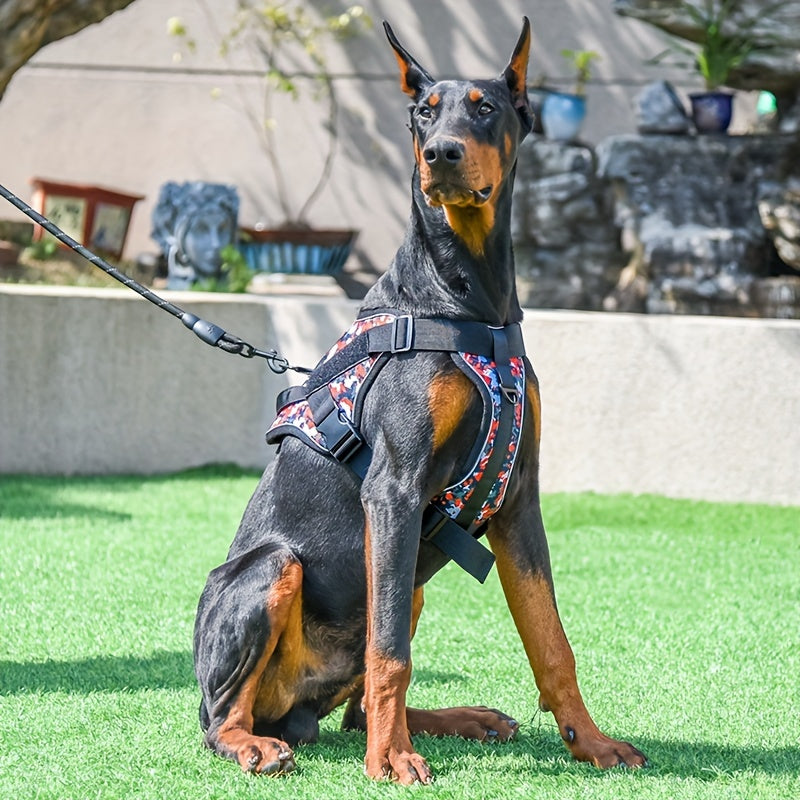 Faisca Reflective Dog Harness, Large & Medium Sizes, Polyester, Durable, Breathable, Waterproof, Adjustable, for Leash Training, Outdoor Walking, Pet Supplies