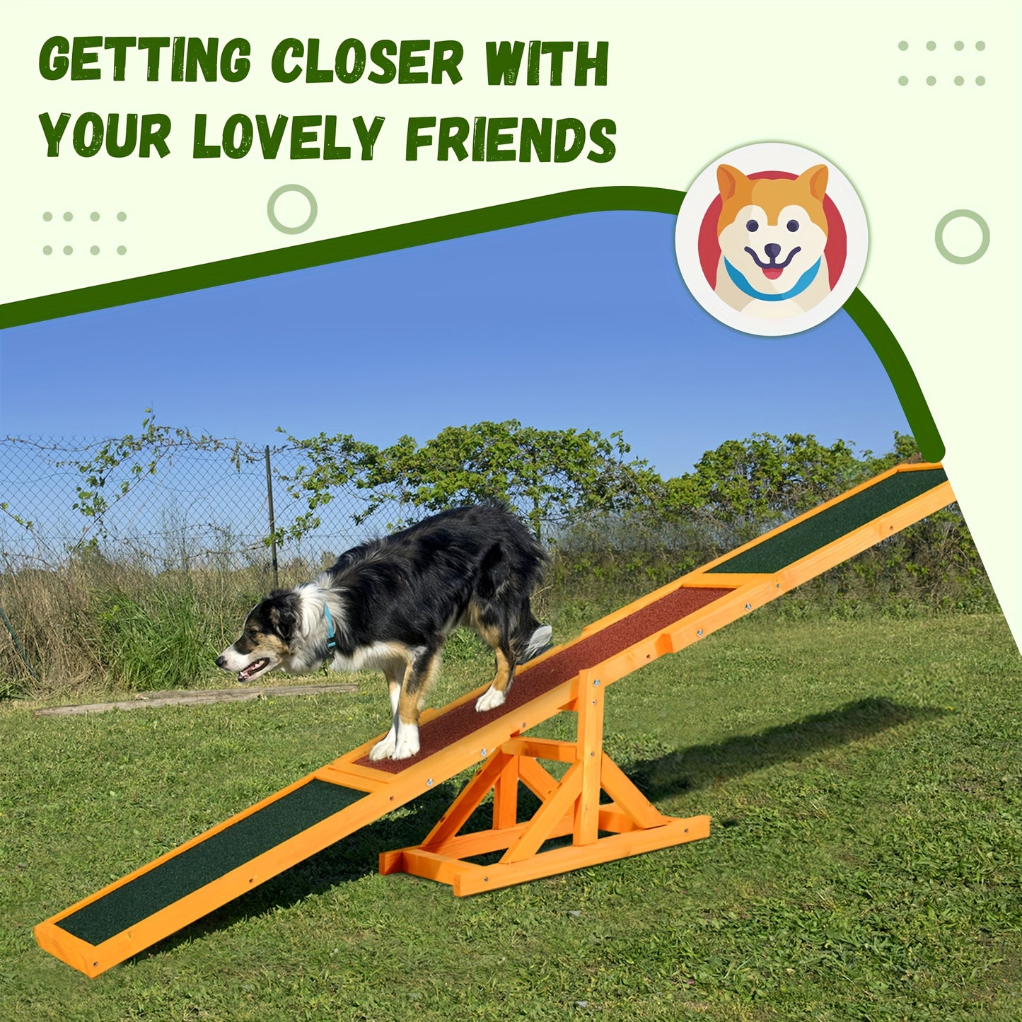 PawHut Wooden Dog Agility Seesaw For Training And Exercise