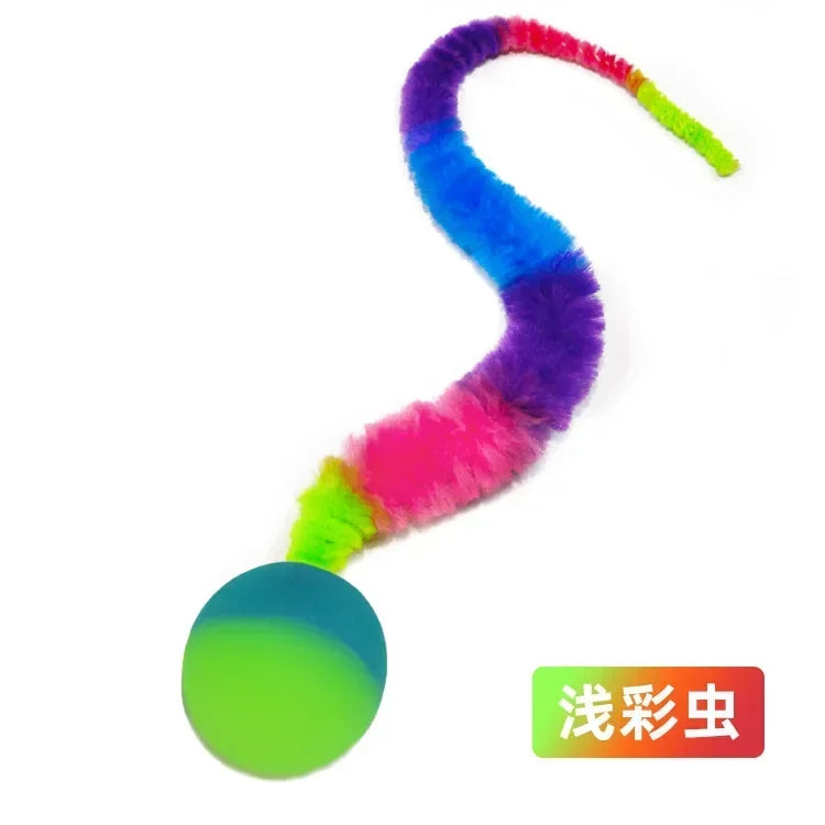 Cat Worm Toy Wiggly Balls CatToys Cat Chewing Toys Bouncy Ball Kitten Bite Playing Plush Toys Cat Interactive Toy