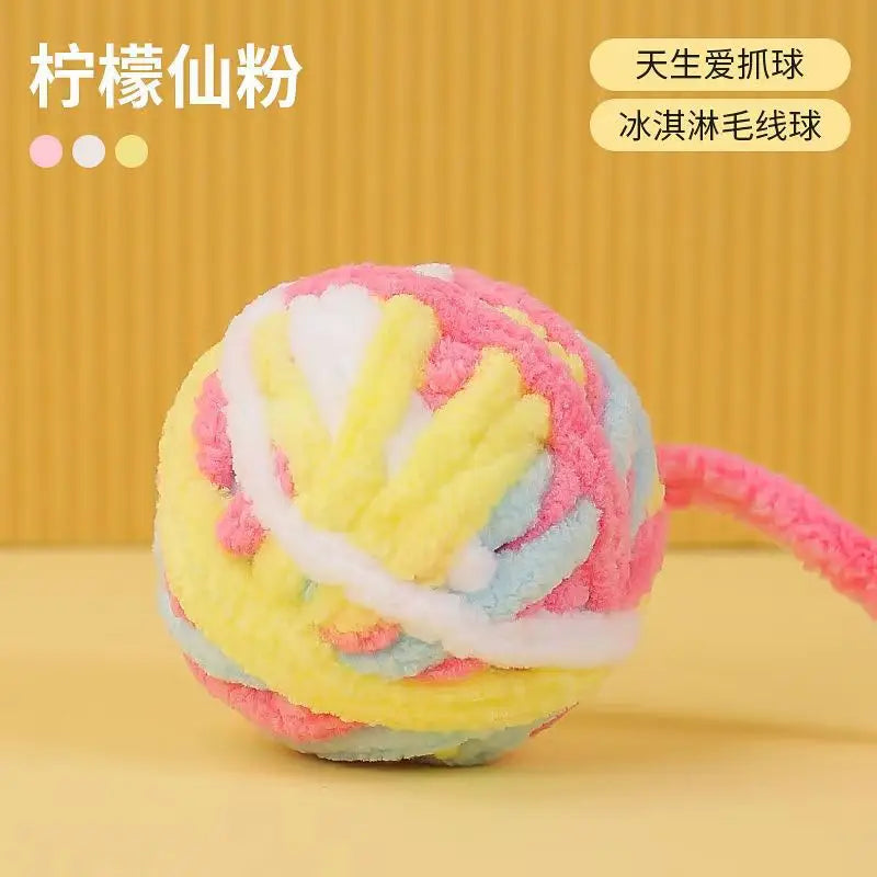 Funny Cat Toys Colorful Yarn Balls with Bell Sounding Interactive Chewing Toy for Kitten Stuffed Toy Ball Cat Toys Supplies