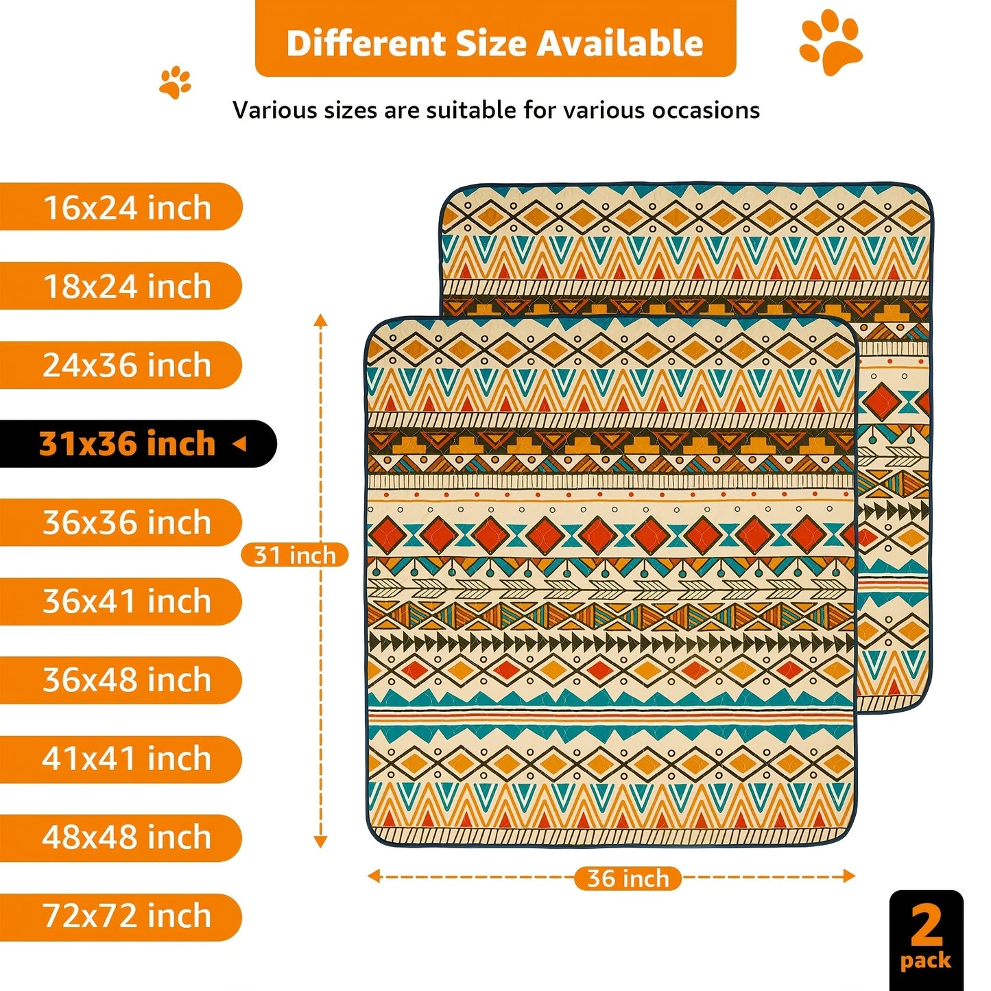 2 Pack Leak-Resistant Dog Training Pad - Absorbs And Locks Liquid, Odor-Controlling, Durable, Easy-to-Clean, Reusable, And Perfect For Daily Use