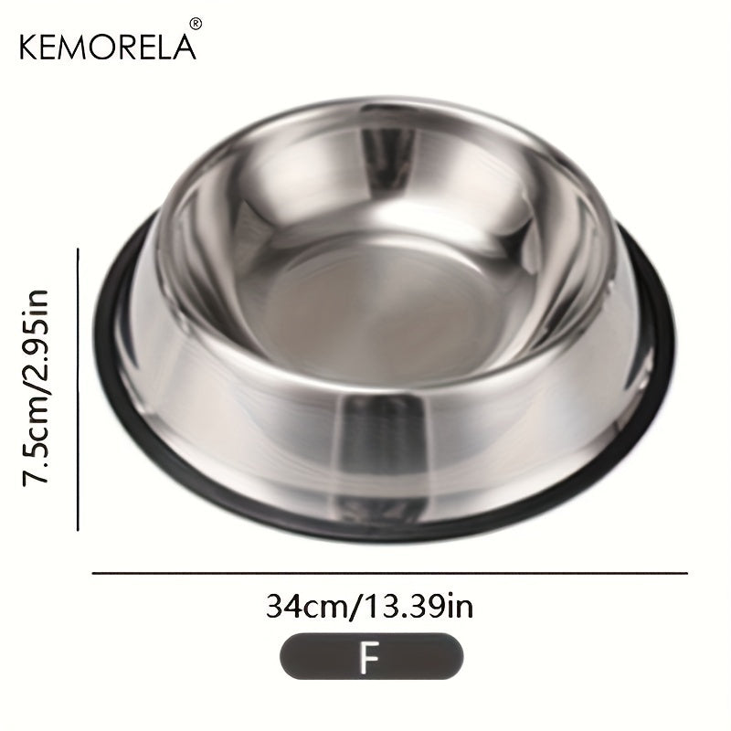 Stainless Steel Pet Bowls, Anti-Slip Rubber Rings, Pet Food Bowls, Cat Bowls, Dog Bowls, Drinking Basins, Pet Supplies, Suitable for Pets of Different Sizes