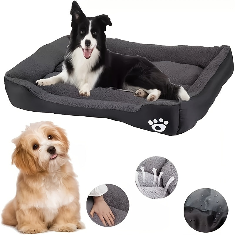 Large Square Waterproof Plush Pet Bed