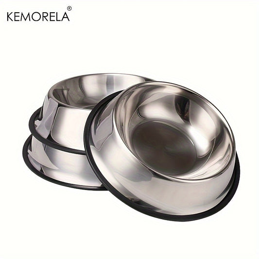 Stainless Steel Pet Bowls, Anti-Slip Rubber Rings, Pet Food Bowls, Cat Bowls, Dog Bowls, Drinking Basins, Pet Supplies, Suitable for Pets of Different Sizes