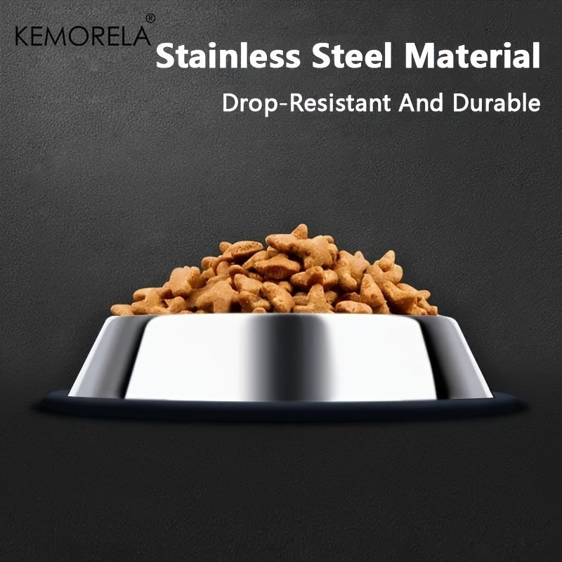 Stainless Steel Pet Bowls, Anti-Slip Rubber Rings, Pet Food Bowls, Cat Bowls, Dog Bowls, Drinking Basins, Pet Supplies, Suitable for Pets of Different Sizes