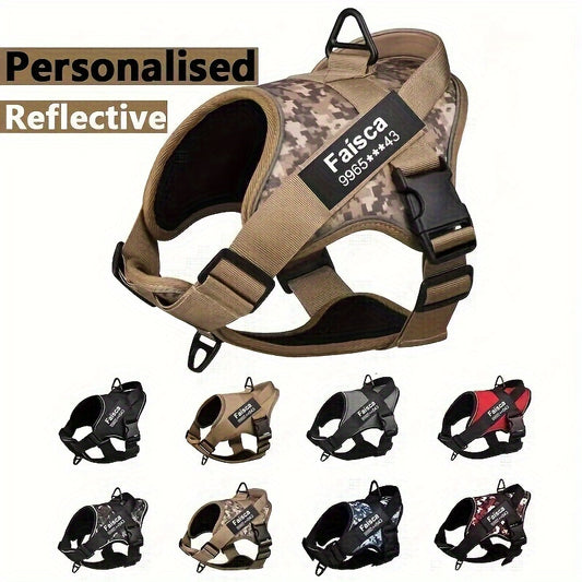 Faisca Reflective Dog Harness, Large & Medium Sizes, Polyester, Durable, Breathable, Waterproof, Adjustable, for Leash Training, Outdoor Walking, Pet Supplies