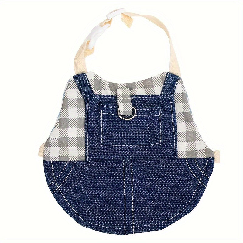 Durable Canvas Plaid Denim 1pc Rabbit Harness with Leash