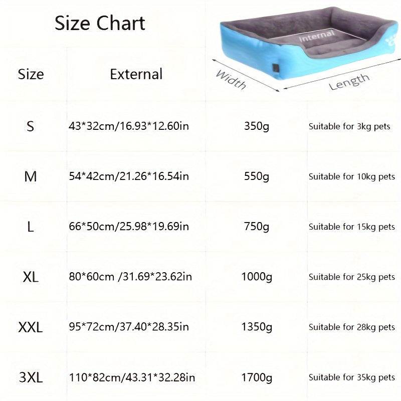 Large Square Waterproof Plush Pet Bed