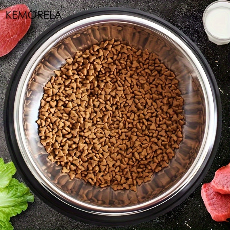 Stainless Steel Pet Bowls, Anti-Slip Rubber Rings, Pet Food Bowls, Cat Bowls, Dog Bowls, Drinking Basins, Pet Supplies, Suitable for Pets of Different Sizes