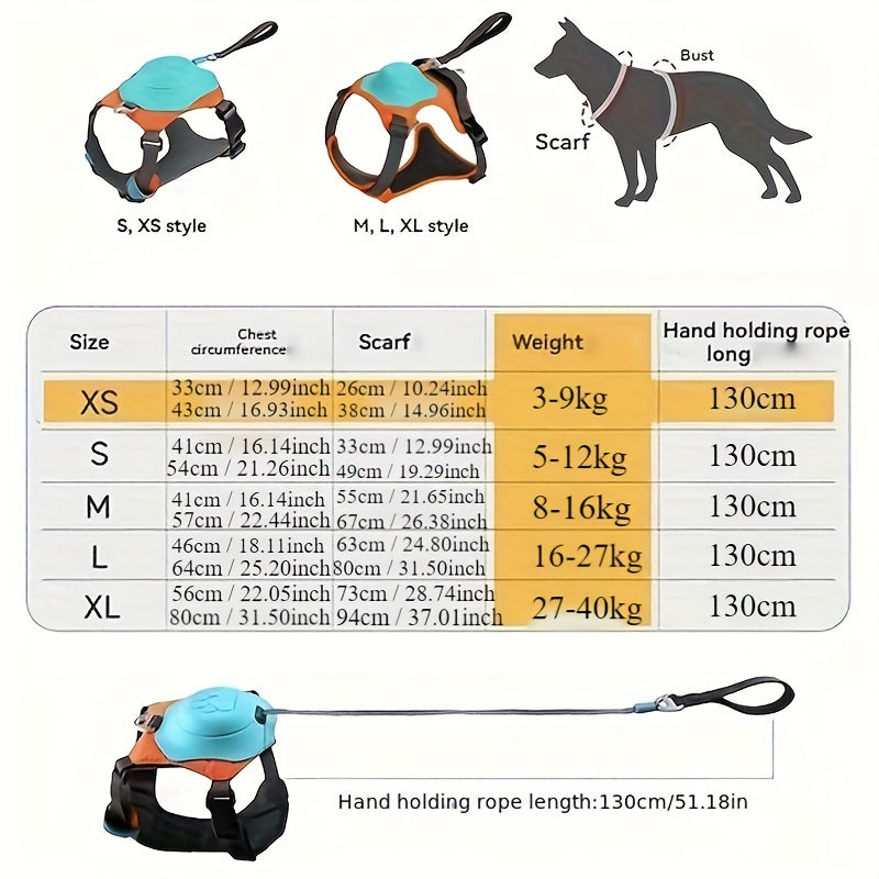 Heavy DUTY Dog Chest Back Harness Vest With Retractable Leash