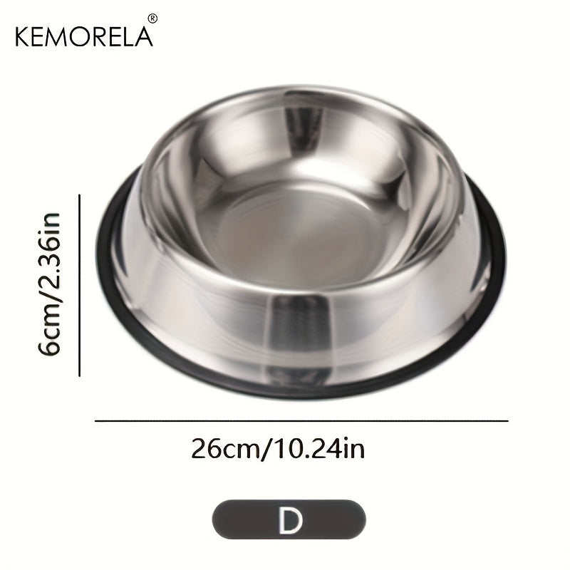 Stainless Steel Pet Bowls, Anti-Slip Rubber Rings, Pet Food Bowls, Cat Bowls, Dog Bowls, Drinking Basins, Pet Supplies, Suitable for Pets of Different Sizes
