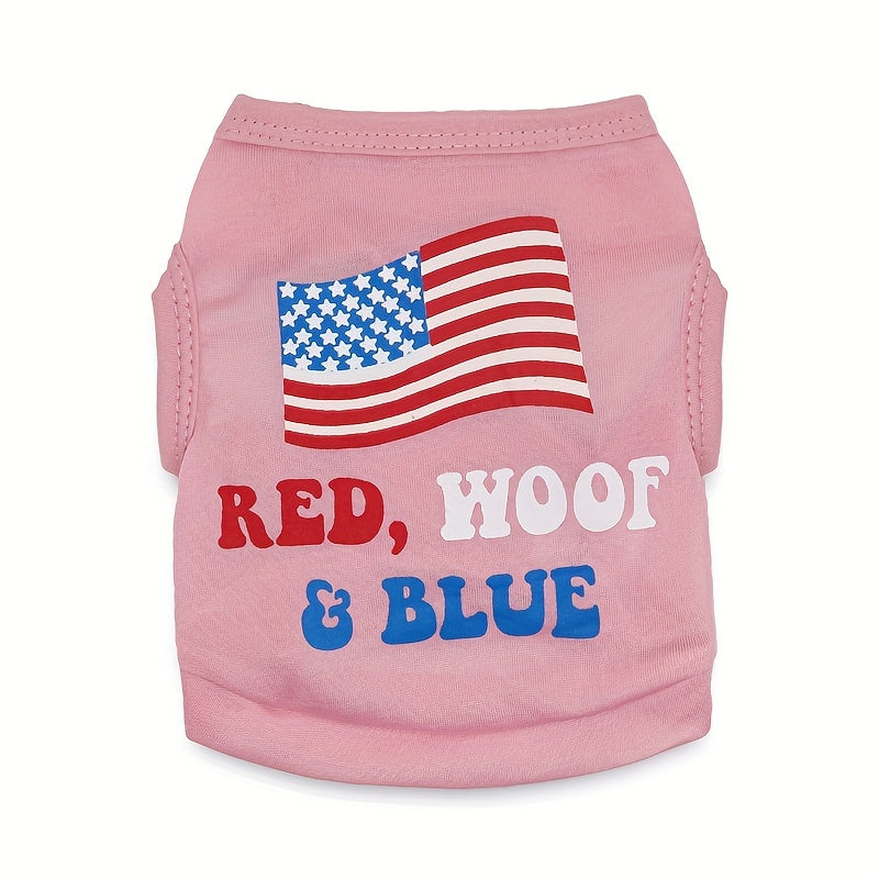 1pc Cute U.S.A Flag Graphic Pet Sleeveless Tee For Dog Summer Clothes