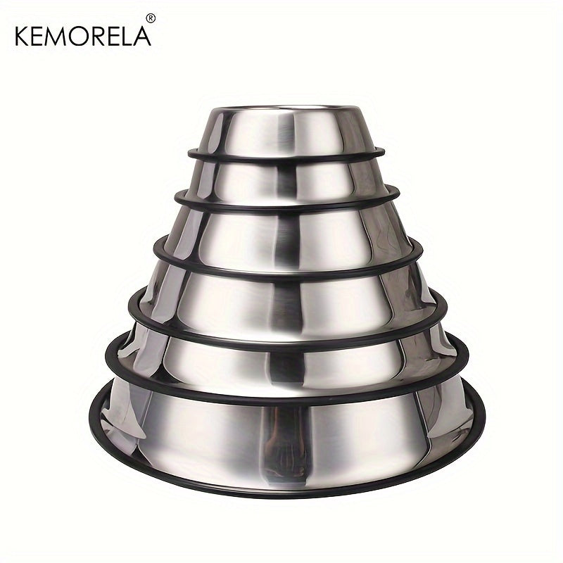 Stainless Steel Pet Bowls, Anti-Slip Rubber Rings, Pet Food Bowls, Cat Bowls, Dog Bowls, Drinking Basins, Pet Supplies, Suitable for Pets of Different Sizes