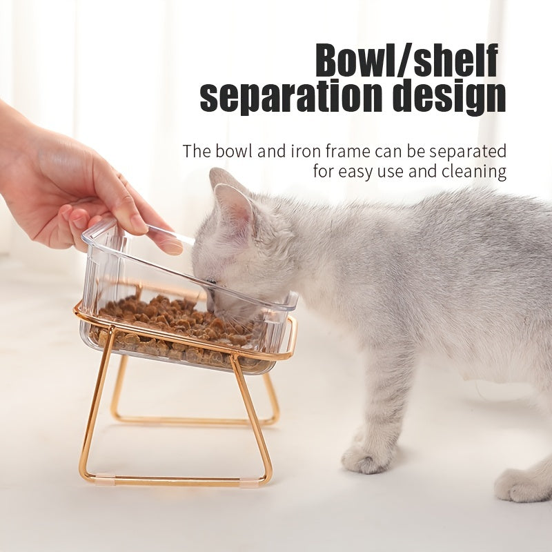 Double Transparent Cat Bowl with Vertical Design