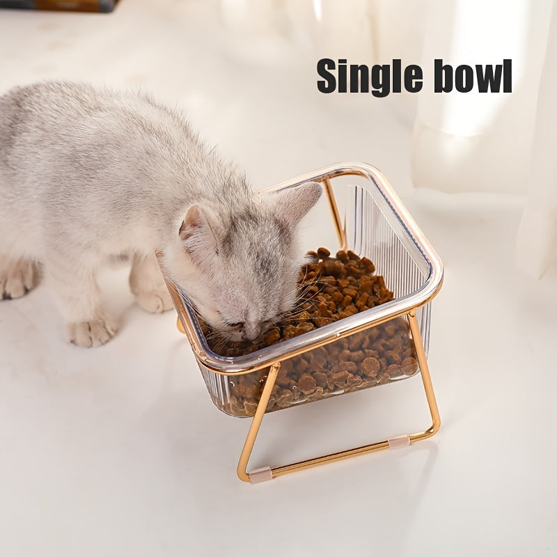 Double Transparent Cat Bowl with Vertical Design