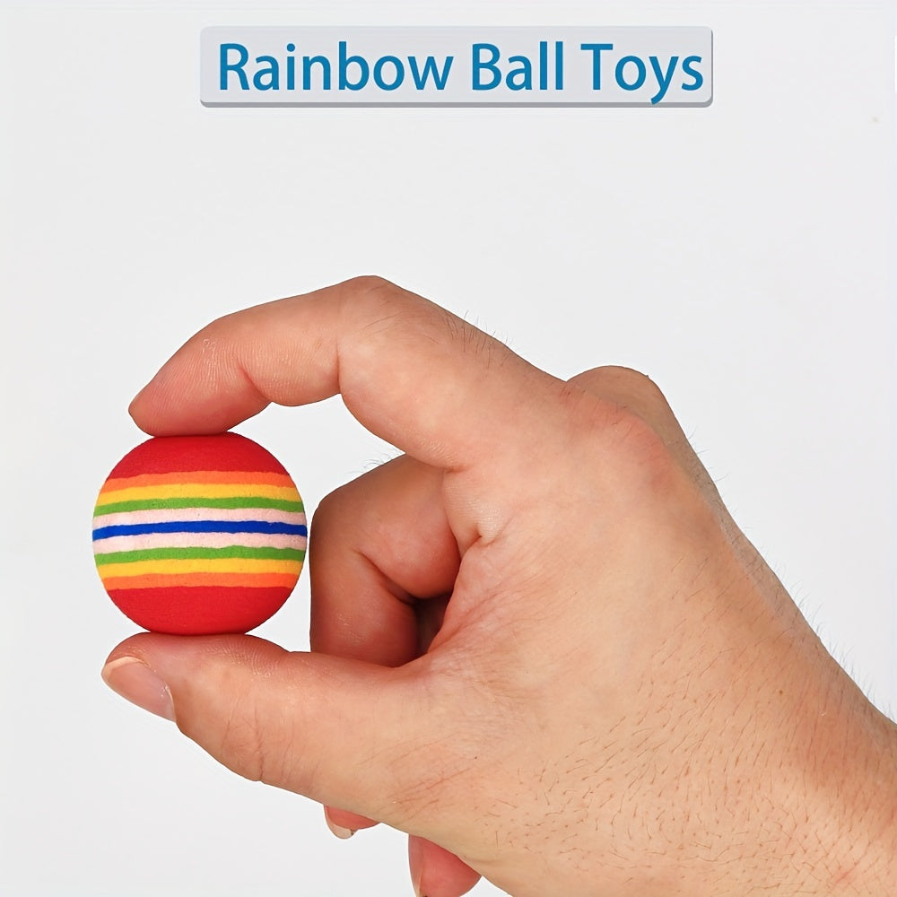 10pcs Foam Striped Rainbow Solid Ball Cat Teaser Toy Interactive Pet Supplies