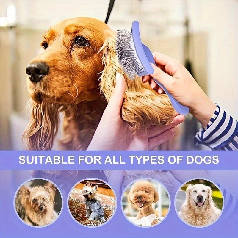 Extended Non-Slip Handle Professional Grooming Dog Rake Brush