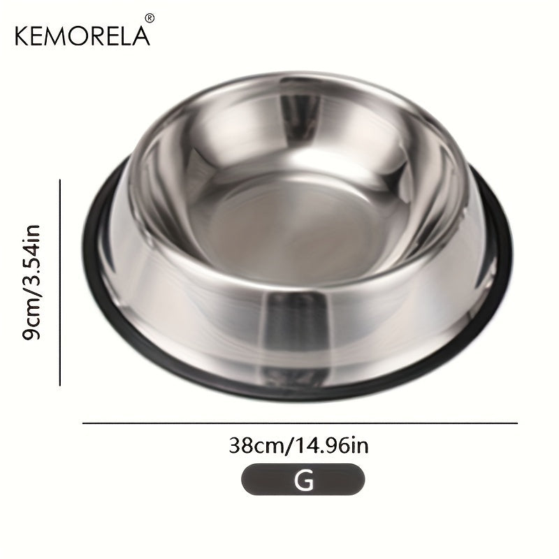 Stainless Steel Pet Bowls, Anti-Slip Rubber Rings, Pet Food Bowls, Cat Bowls, Dog Bowls, Drinking Basins, Pet Supplies, Suitable for Pets of Different Sizes