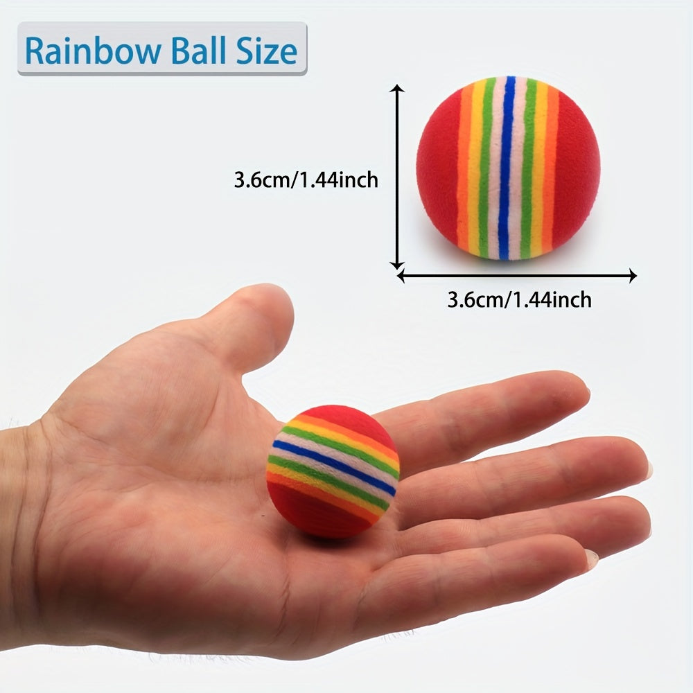 10pcs Foam Striped Rainbow Solid Ball Cat Teaser Toy Interactive Pet Supplies