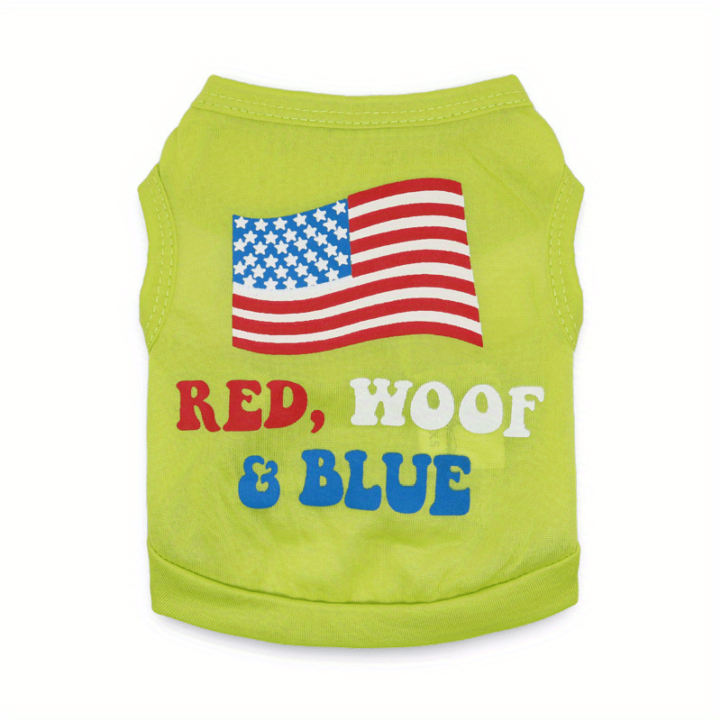 1pc Cute U.S.A Flag Graphic Pet Sleeveless Tee For Dog Summer Clothes