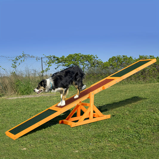 PawHut Wooden Dog Agility Seesaw For Training And Exercise