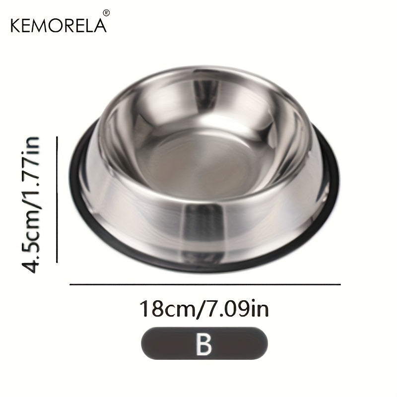 Stainless Steel Pet Bowls, Anti-Slip Rubber Rings, Pet Food Bowls, Cat Bowls, Dog Bowls, Drinking Basins, Pet Supplies, Suitable for Pets of Different Sizes