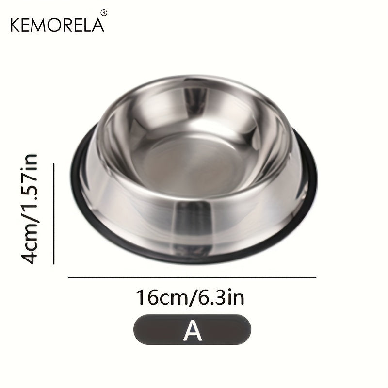 Stainless Steel Pet Bowls, Anti-Slip Rubber Rings, Pet Food Bowls, Cat Bowls, Dog Bowls, Drinking Basins, Pet Supplies, Suitable for Pets of Different Sizes