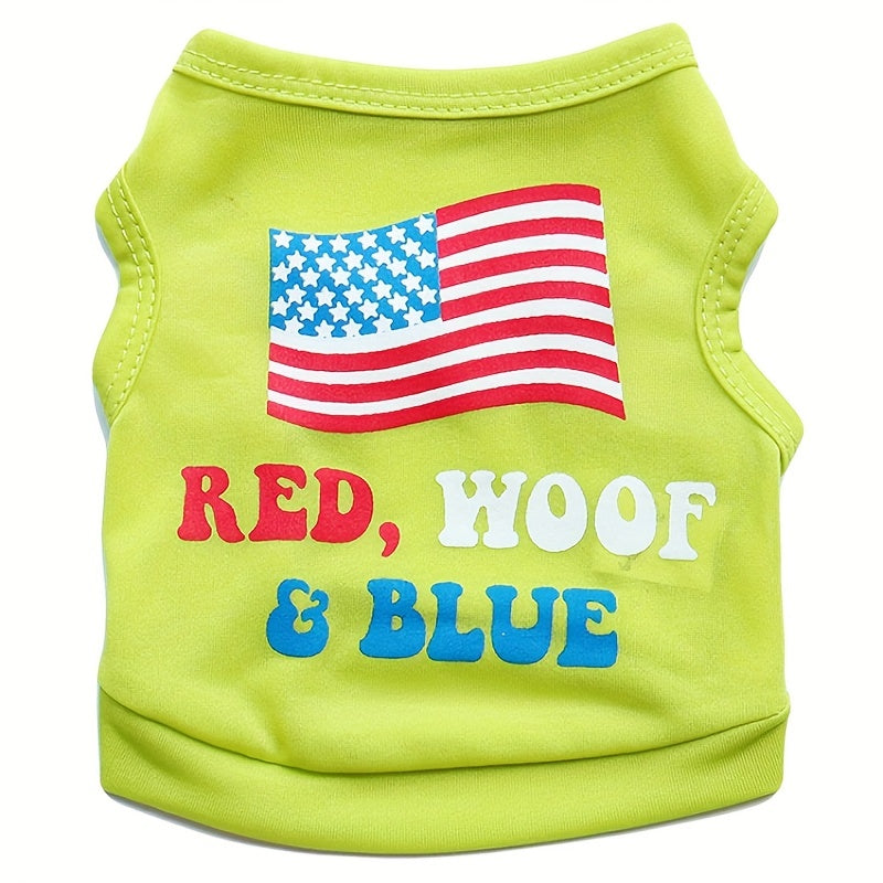 1pc Cute U.S.A Flag Graphic Pet Sleeveless Tee For Dog Summer Clothes