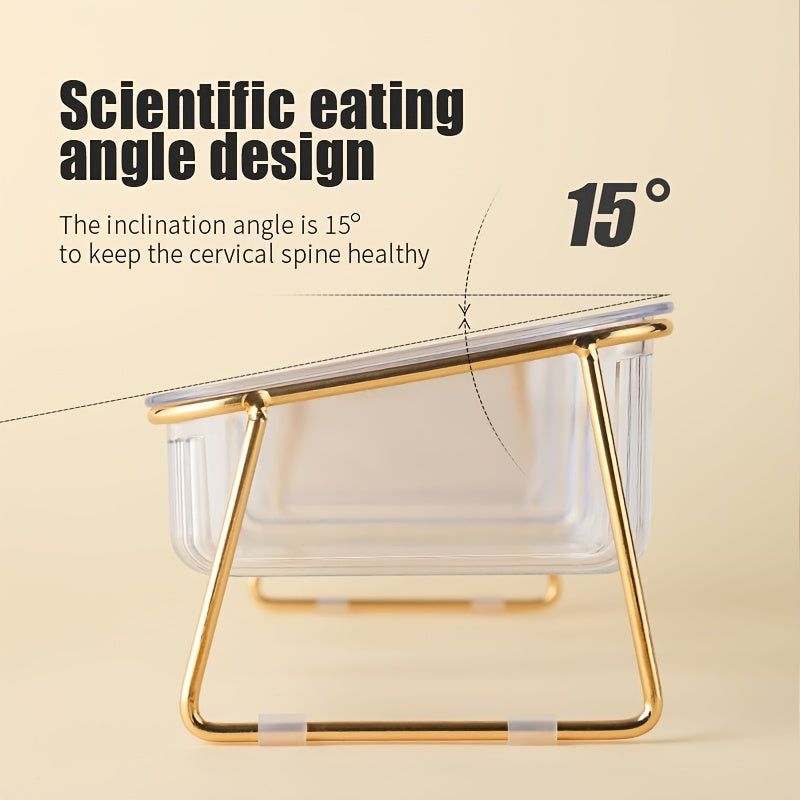 Double Transparent Cat Bowl with Vertical Design