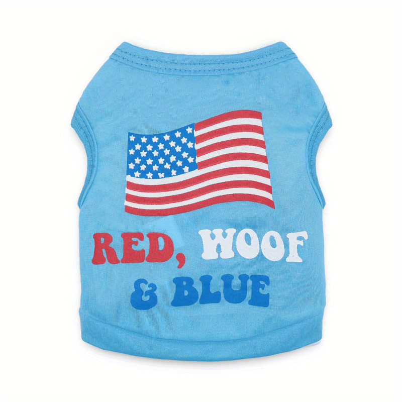 1pc Cute U.S.A Flag Graphic Pet Sleeveless Tee For Dog Summer Clothes