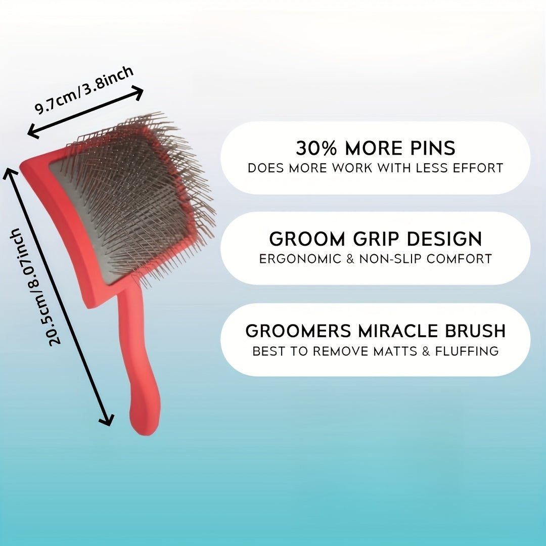 Extended Non-Slip Handle Professional Grooming Dog Rake Brush
