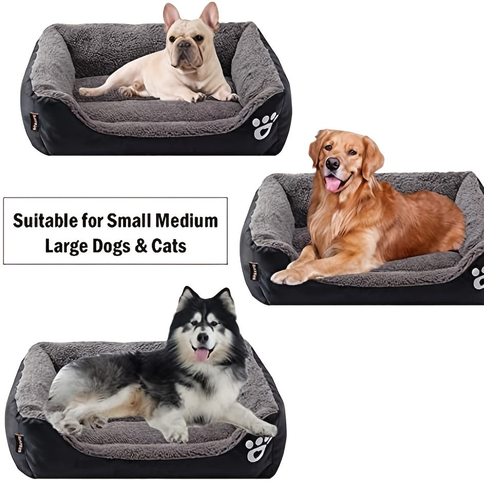 Large Square Waterproof Plush Pet Bed