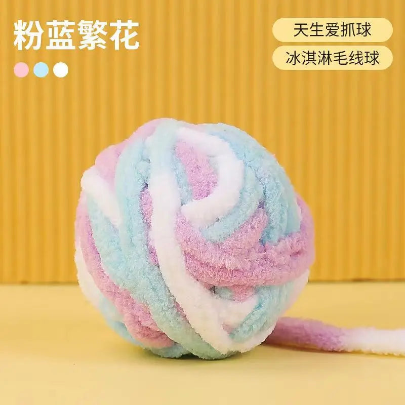 Funny Cat Toys Colorful Yarn Balls with Bell Sounding Interactive Chewing Toy for Kitten Stuffed Toy Ball Cat Toys Supplies