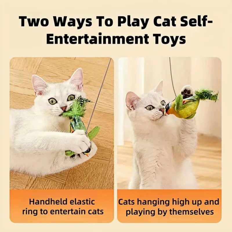 Pet Cat Toys for Indoor Cats Interactive Kitten Toy Realistic Bird Sound Containing Plush and Catnip Materials