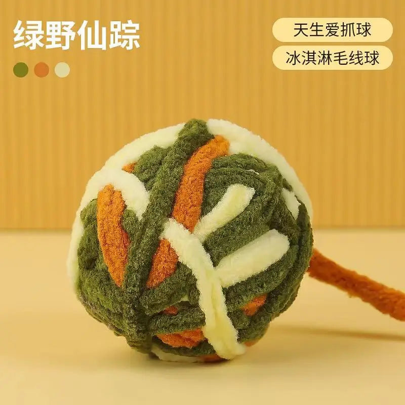 Funny Cat Toys Colorful Yarn Balls with Bell Sounding Interactive Chewing Toy for Kitten Stuffed Toy Ball Cat Toys Supplies