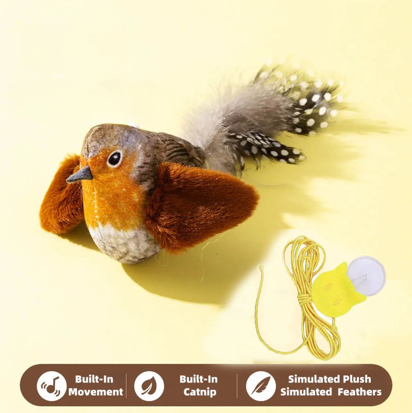 Pet Cat Toys for Indoor Cats Interactive Kitten Toy Realistic Bird Sound Containing Plush and Catnip Materials