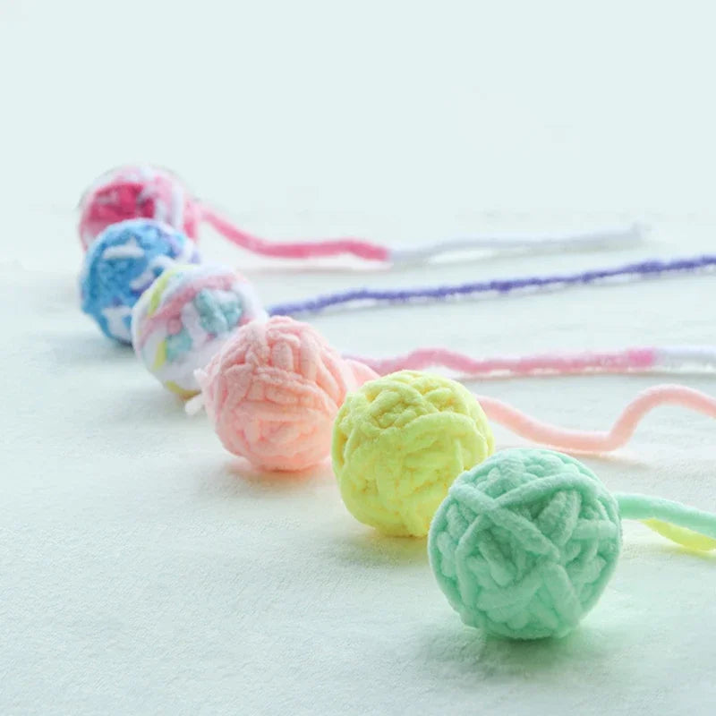 Funny Cat Toys Colorful Yarn Balls with Bell Sounding Interactive Chewing Toy for Kitten Stuffed Toy Ball Cat Toys Supplies