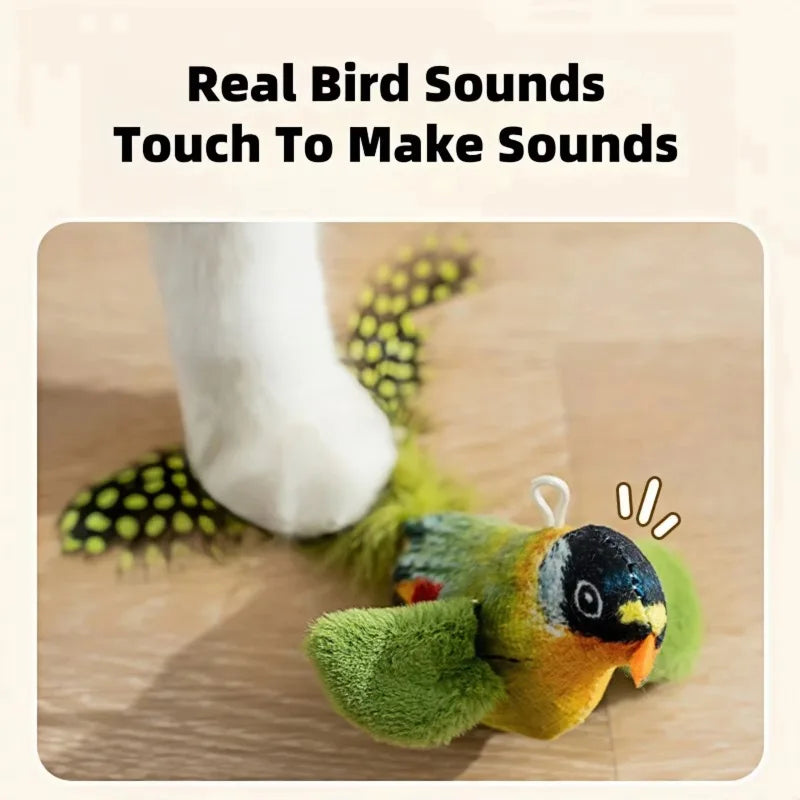 Pet Cat Toys for Indoor Cats Interactive Kitten Toy Realistic Bird Sound Containing Plush and Catnip Materials