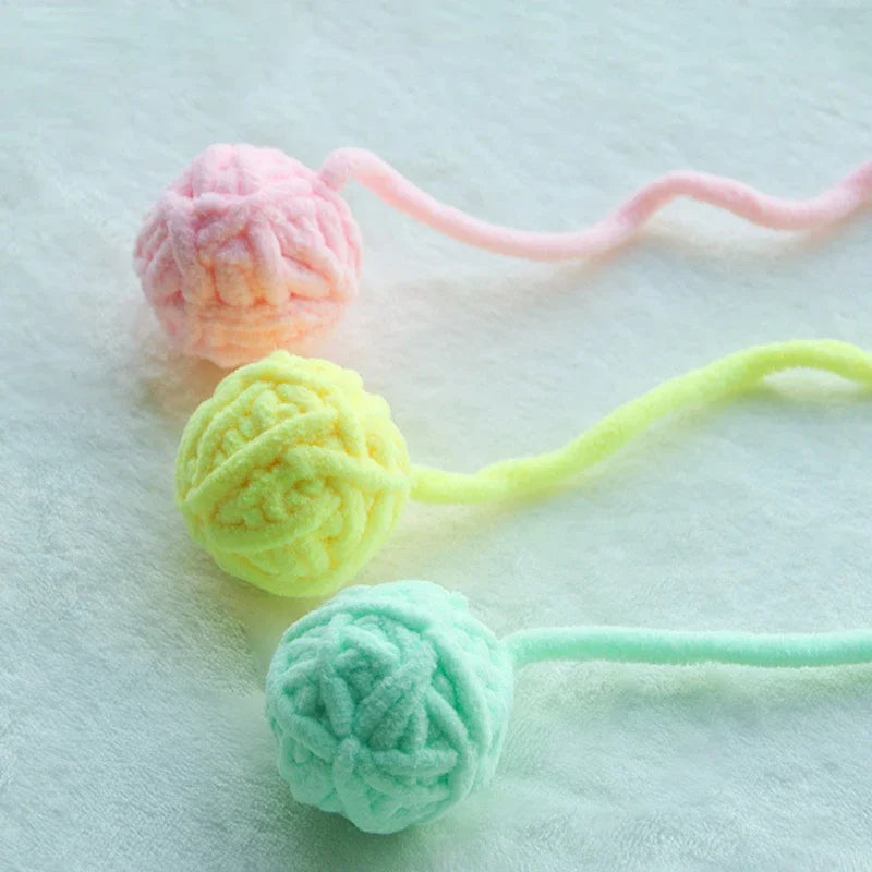Funny Cat Toys Colorful Yarn Balls with Bell Sounding Interactive Chewing Toy for Kitten Stuffed Toy Ball Cat Toys Supplies