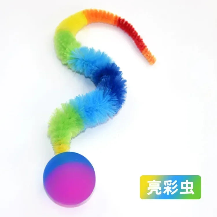 Cat Worm Toy Wiggly Balls CatToys Cat Chewing Toys Bouncy Ball Kitten Bite Playing Plush Toys Cat Interactive Toy