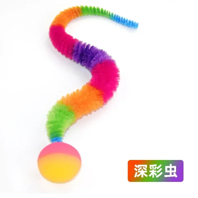 Cat Worm Toy Wiggly Balls CatToys Cat Chewing Toys Bouncy Ball Kitten Bite Playing Plush Toys Cat Interactive Toy