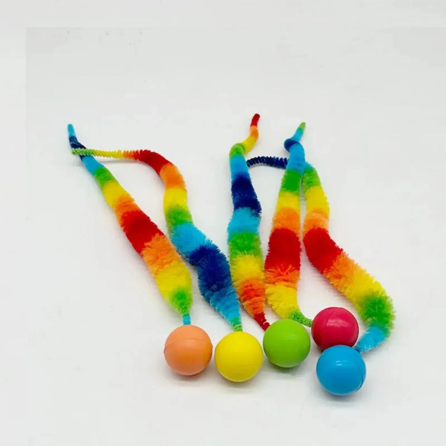 Cat Worm Toy Wiggly Balls CatToys Cat Chewing Toys Bouncy Ball Kitten Bite Playing Plush Toys Cat Interactive Toy