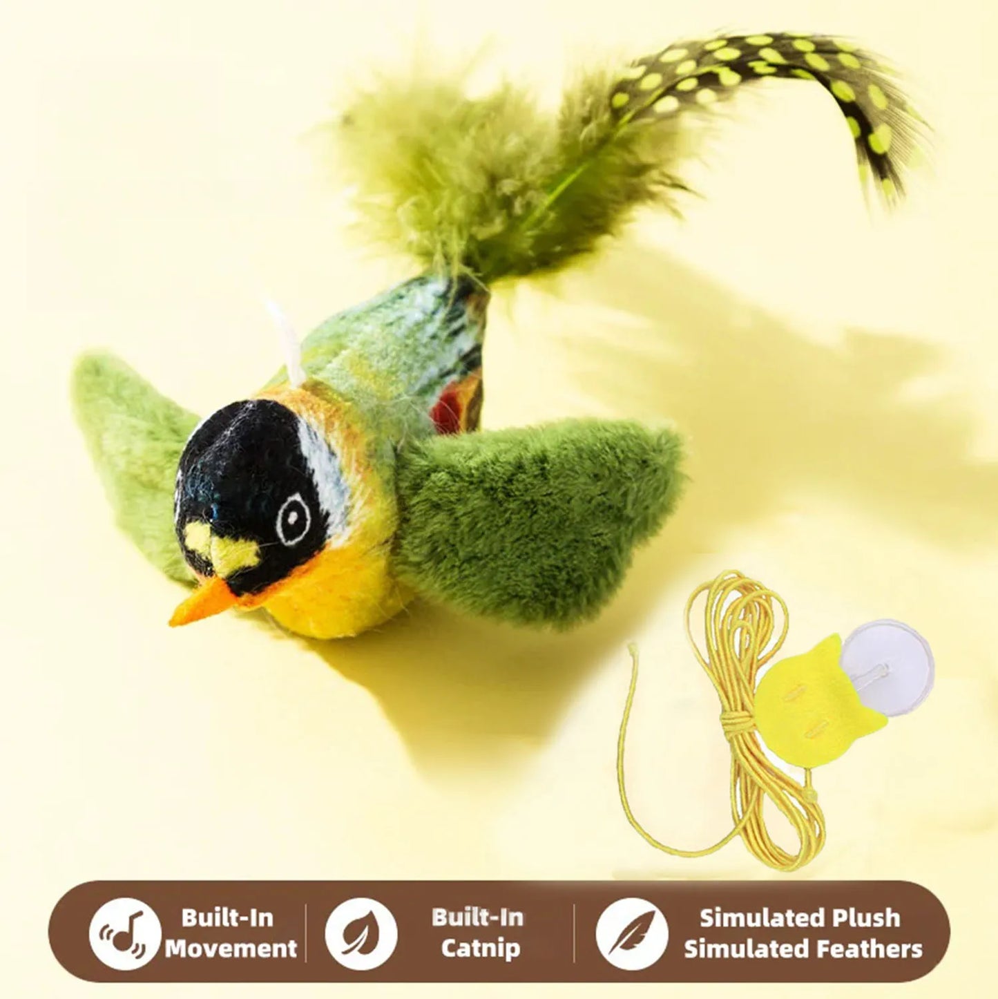 Pet Cat Toys for Indoor Cats Interactive Kitten Toy Realistic Bird Sound Containing Plush and Catnip Materials
