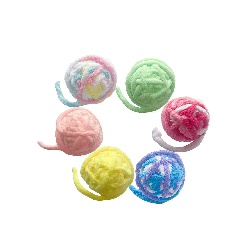 Funny Cat Toys Colorful Yarn Balls with Bell Sounding Interactive Chewing Toy for Kitten Stuffed Toy Ball Cat Toys Supplies
