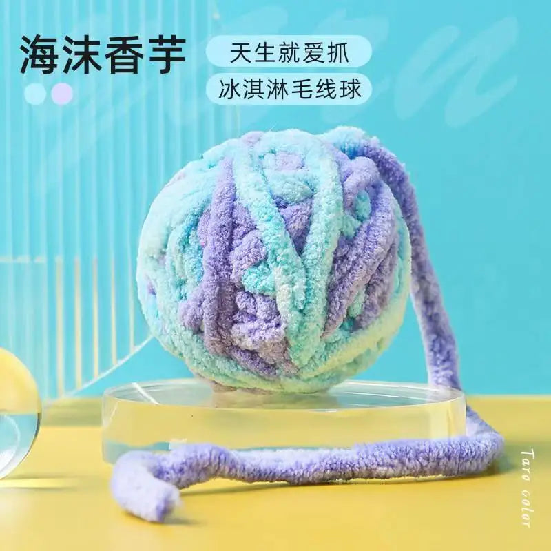 Funny Cat Toys Colorful Yarn Balls with Bell Sounding Interactive Chewing Toy for Kitten Stuffed Toy Ball Cat Toys Supplies